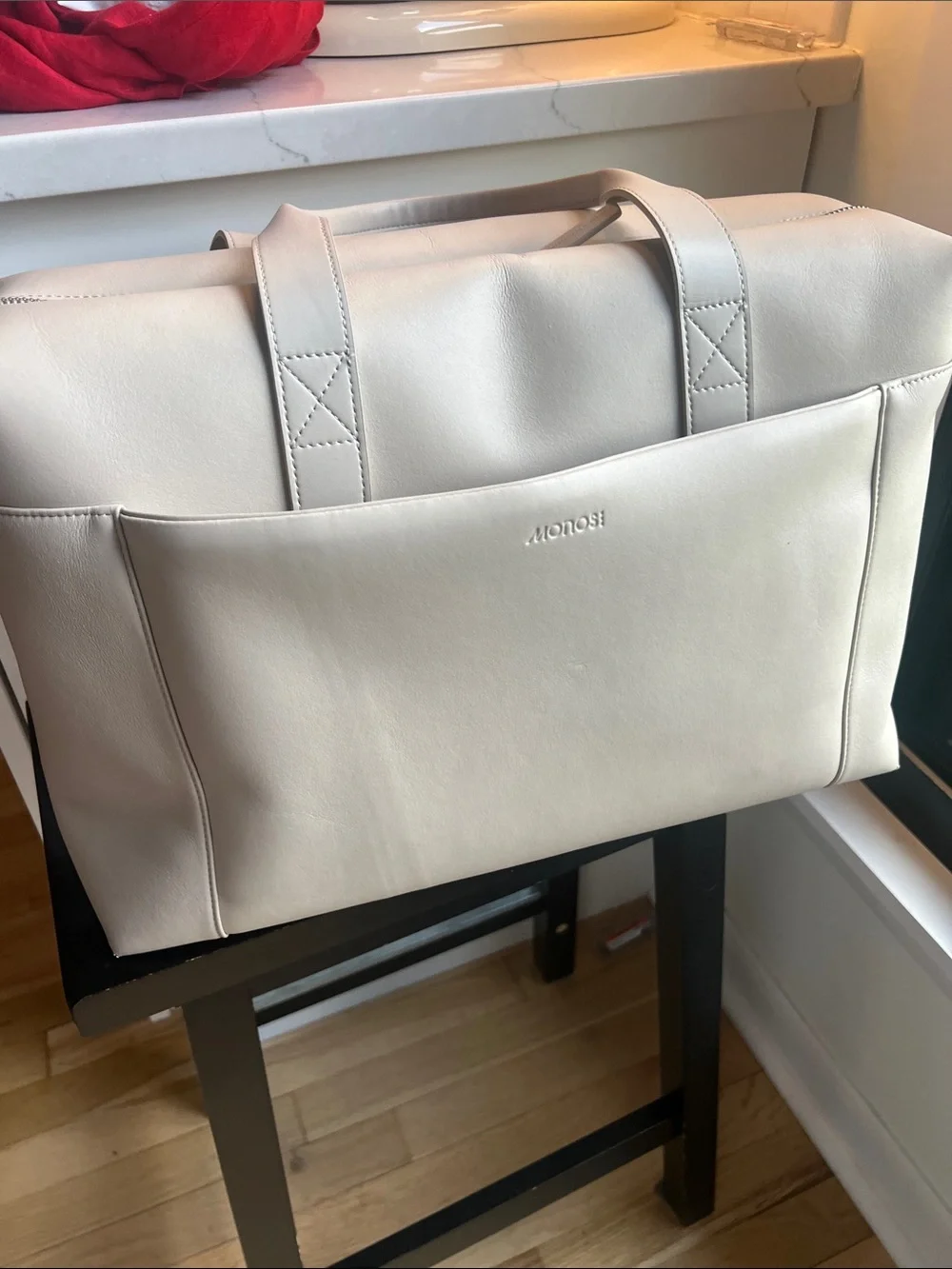 MONOS Metro Vegan Leather Duffel Bag with detachable pouch — ivory - Picture 16 of 16